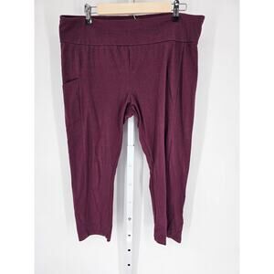 No Nonsense Women's Purple Cotton-Polyester Capri Elastic Mid Rise Pant Size XL